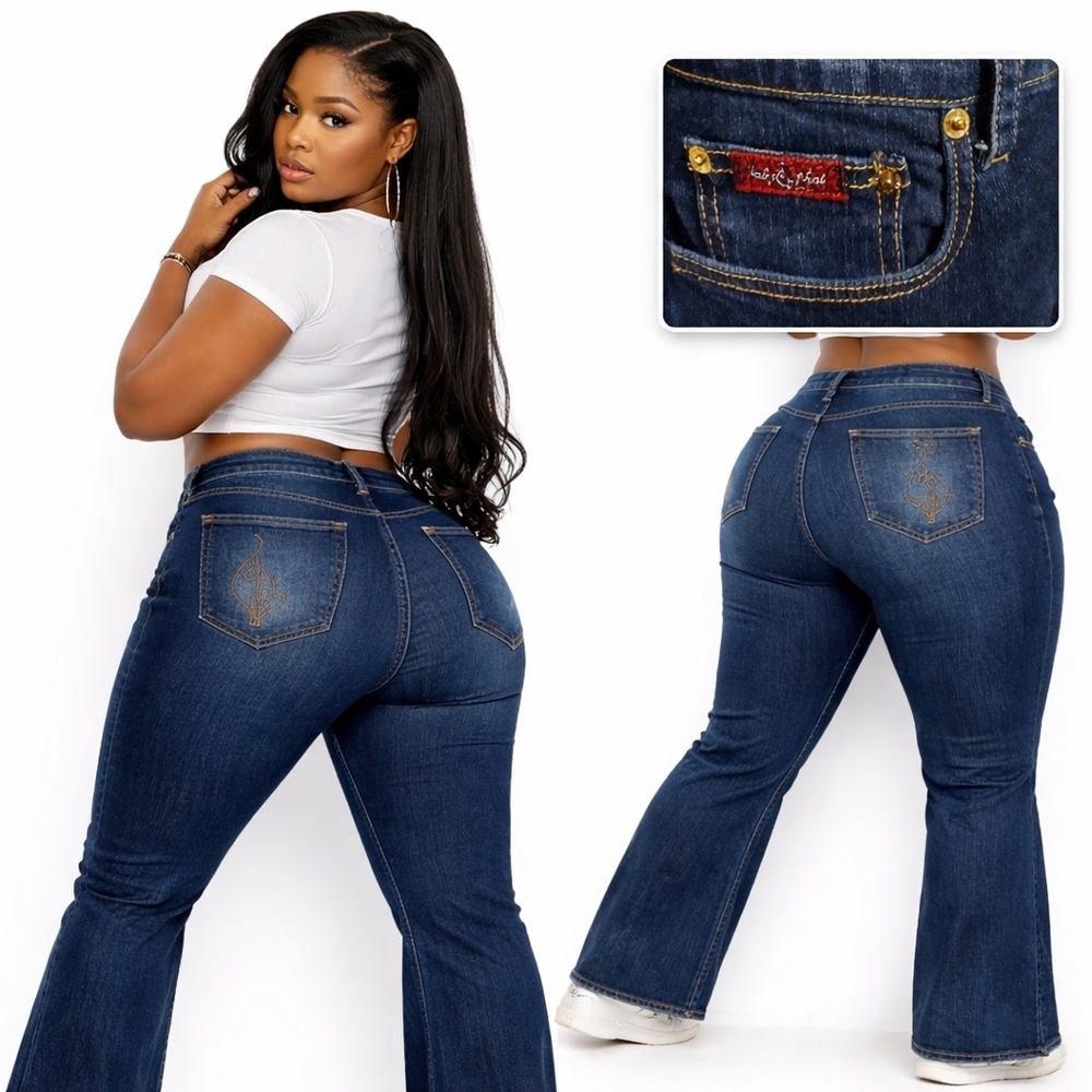 Baby Phat Y2K Bootcut Jeans Size 20 Plus Size Dark Wash Logo Pocket Denim